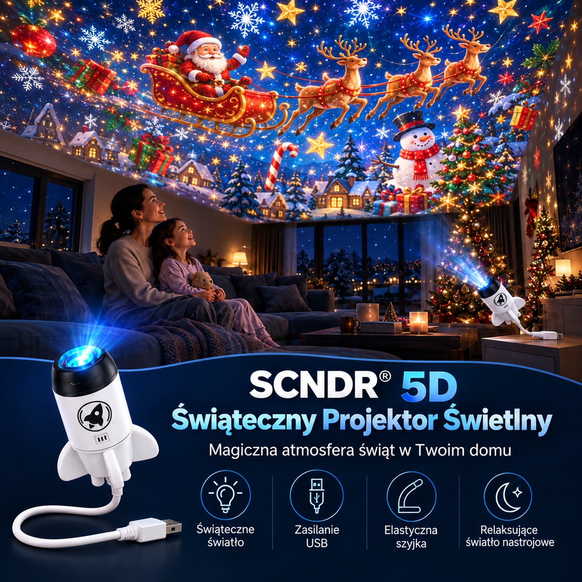 🚀𝑭𝒂𝒓𝒏𝒐𝒗𝒊𝒂® 🎅🎁Projektor HD – idealny Prezent na Święta | Rzutnik LED (Prosta Obsługa)