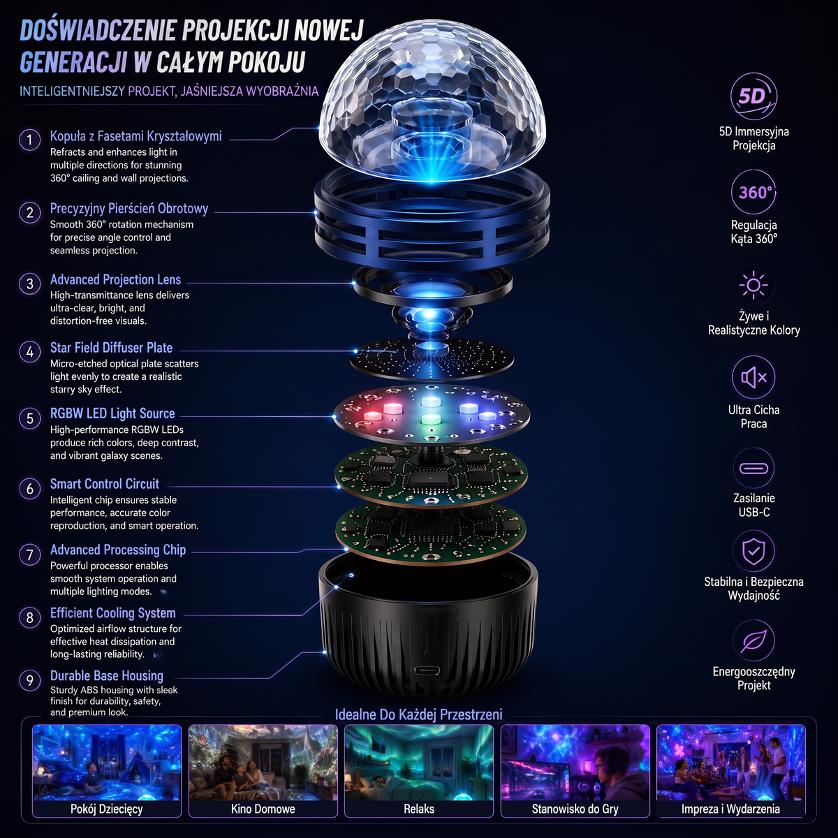 𝐎𝐟𝐢𝐜𝐣𝐚𝐥𝐧𝐲 𝐬𝐤𝐥𝐞𝐩 | 🦖🎁𝑭𝒂𝒓𝒏𝒐𝒗𝒊𝒂® 𝟑𝟔𝟎° inteligentny holograficzny projektor rozgwieżdżonego nieba (HD inteligentny dynamiczny 5D)
