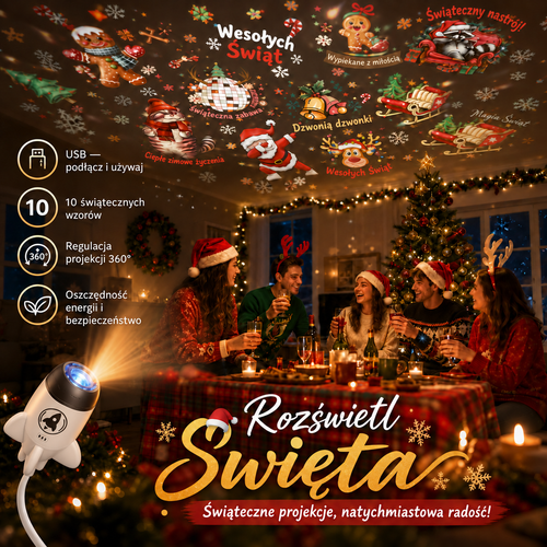 🚀𝑭𝒂𝒓𝒏𝒐𝒗𝒊𝒂® 🎅🎁Projektor HD – idealny Prezent na Święta | Rzutnik LED (Prosta Obsługa)